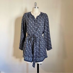 Blue Floral Long Sleeve Romper